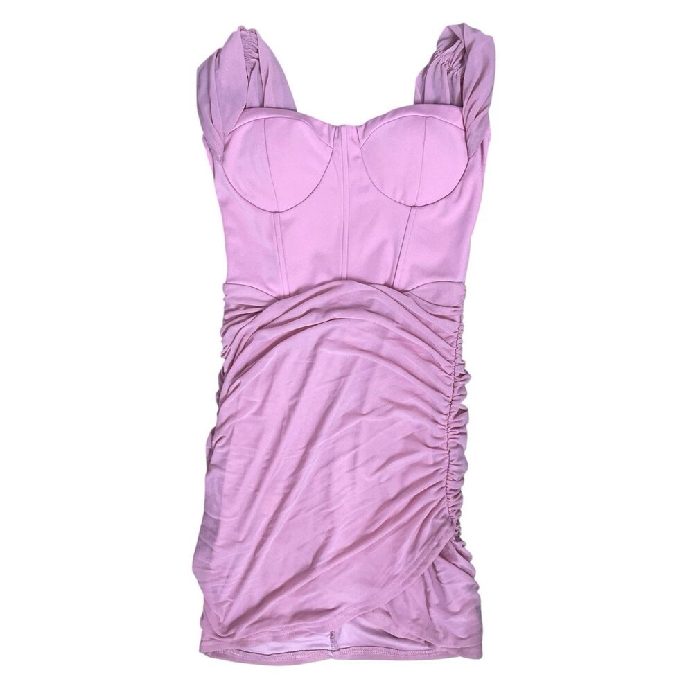 Pink Ruched Bodycon Mini Dress Small Corset Party Cocktail